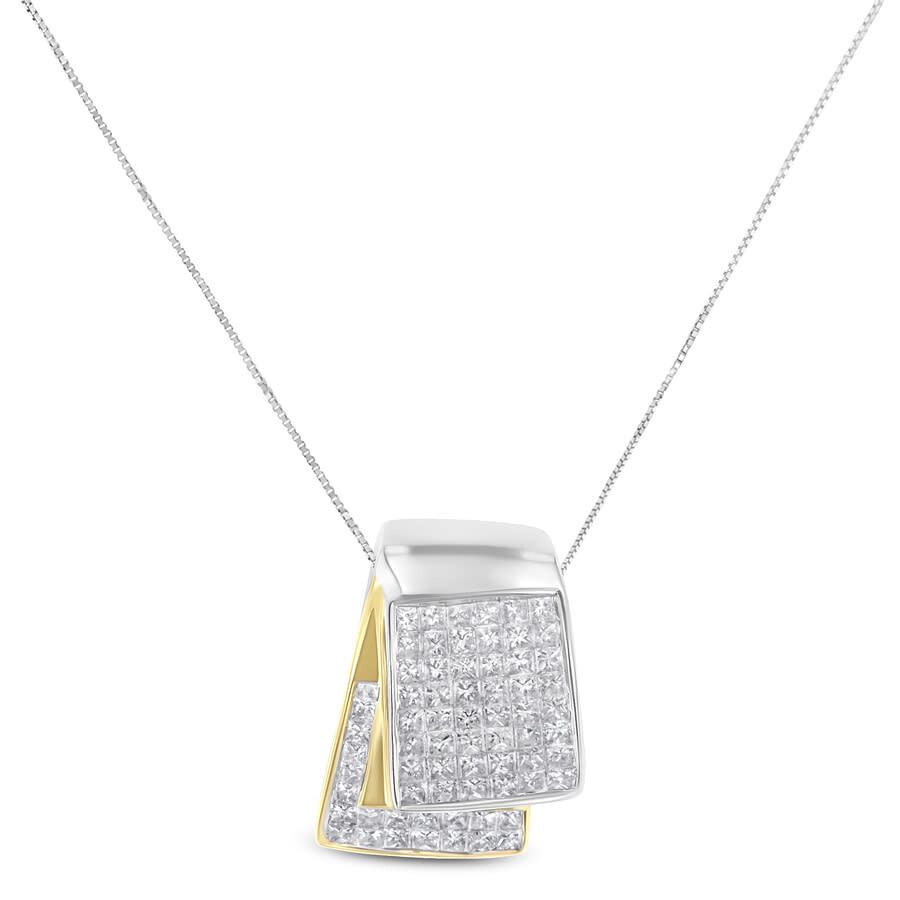 Haus Of Brilliance 14k Two-tone Gold 2 Ct Tdw Diamond Box Pendant Necklace (h-i In Two-tone