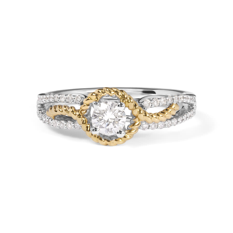 Haus Of Brilliance 14k Two-toned Gold Diamond 3/8 Cttw Diamond Split Shank And Beaded Halo Engagemen