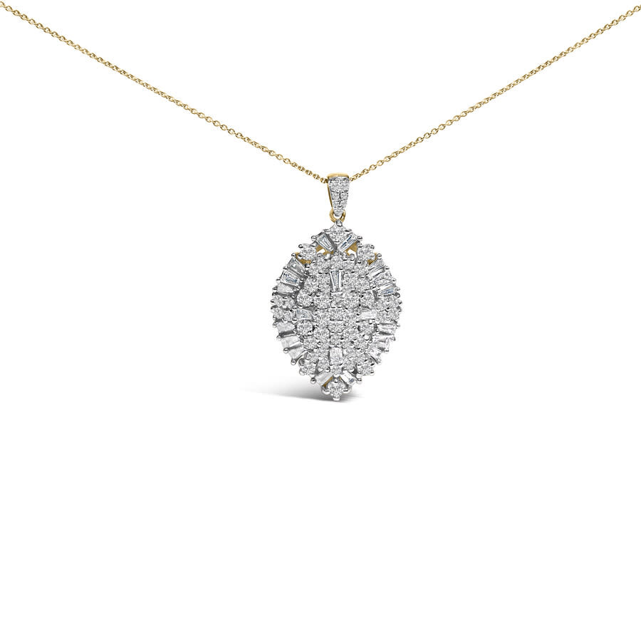 Haus Of Brilliance 14k White And Yellow Gold 2.00 Cttw Diamond Cluster Pear Shaped Pendant Necklace- In Multi