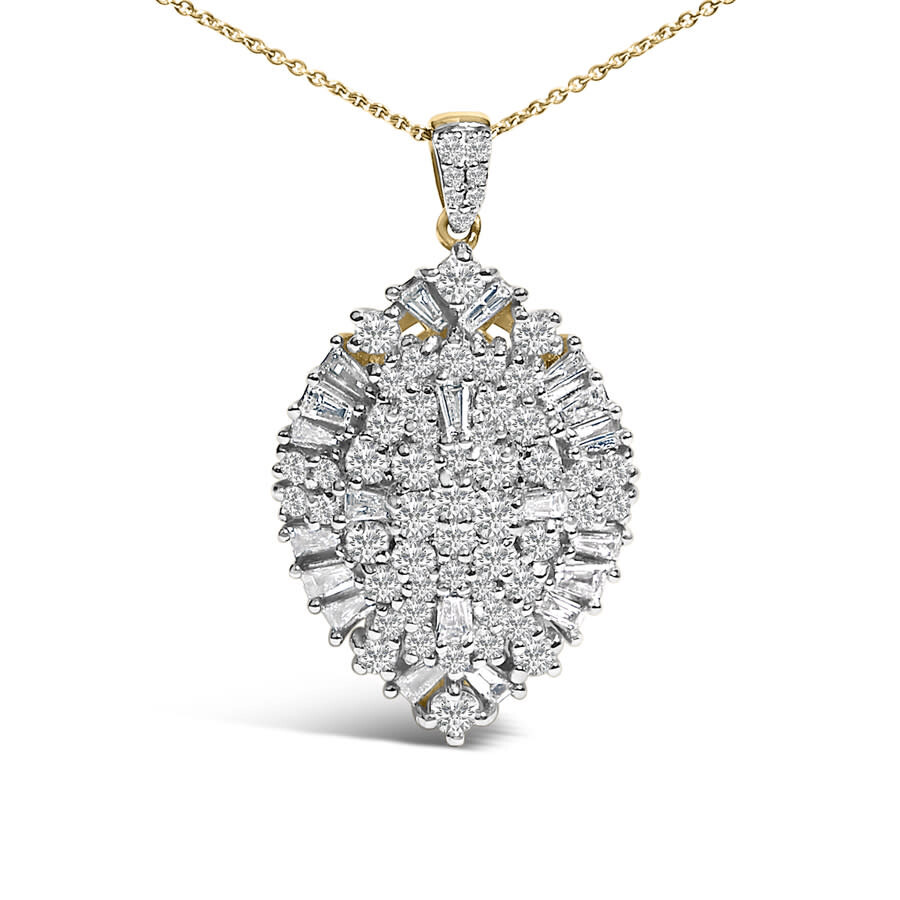 Haus Of Brilliance 14k White And Yellow Gold 2.00 Cttw Diamond Cluster Pear Shaped Pendant Necklace- In Multi