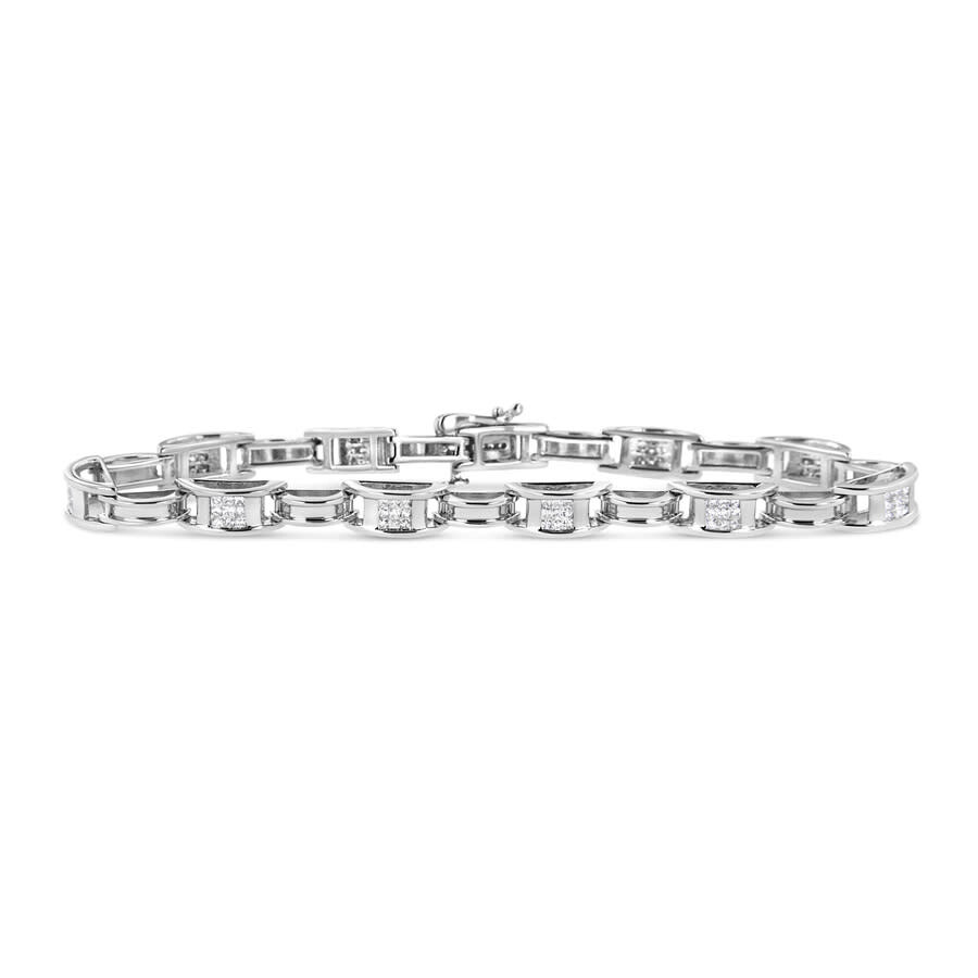 Haus Of Brilliance 14k White Gold 1.0 Cttw Invisible Set Princess Diamond Alternating Link Tennis Br In White