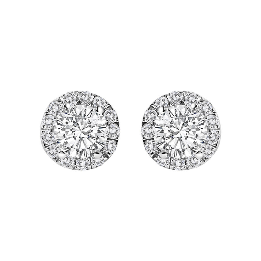 Haus Of Brilliance 14k White Gold 1.0 Cttw Lab-grown Diamond Halo Stud Earring (f-g Color In White