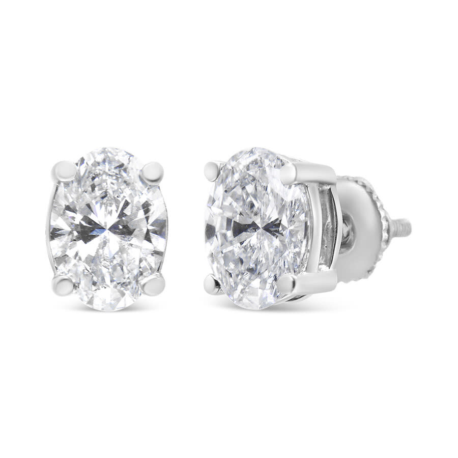 Haus Of Brilliance 14k White Gold 1.00 Cttw Lab Grown Oval Solitaire Diamond Stud Earrings (f-g Colo In White