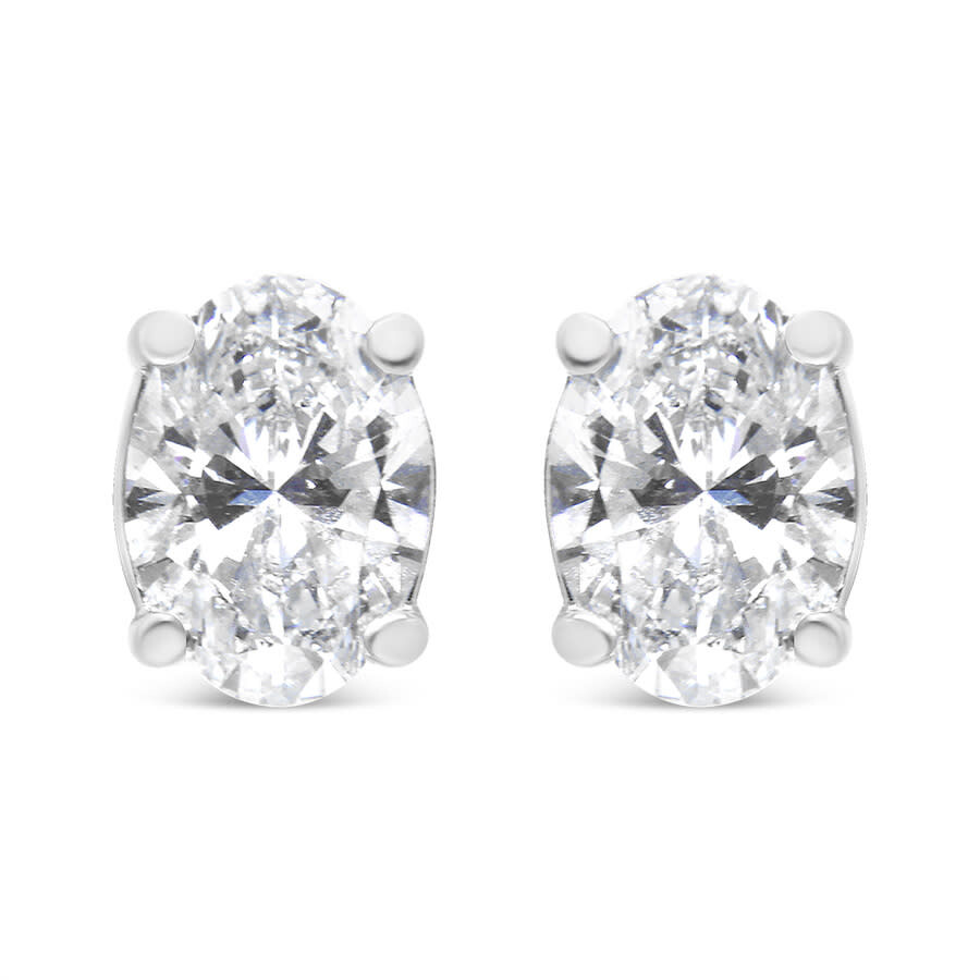 Haus Of Brilliance 14k White Gold 1.00 Cttw Lab Grown Oval Solitaire Diamond Stud Earrings (f-g Colo In White