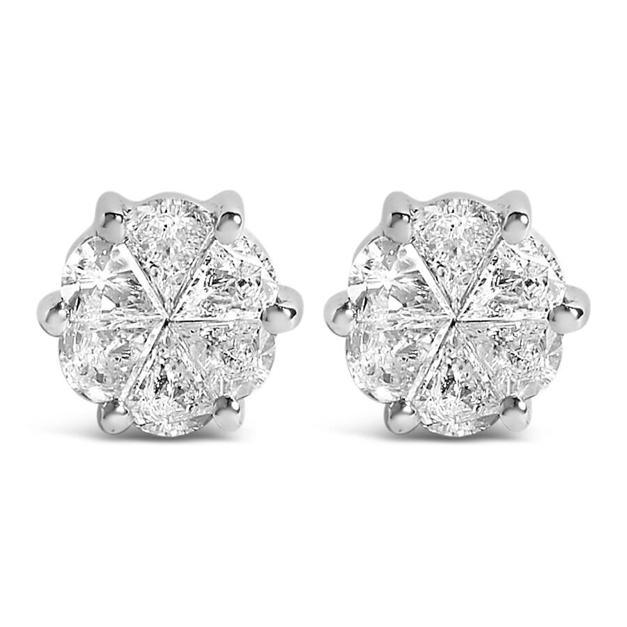 Haus Of Brilliance 14k White Gold 1.00 Cttw Pie Cut Diamond Solitaire Style Stud Earring (h-i Color In White