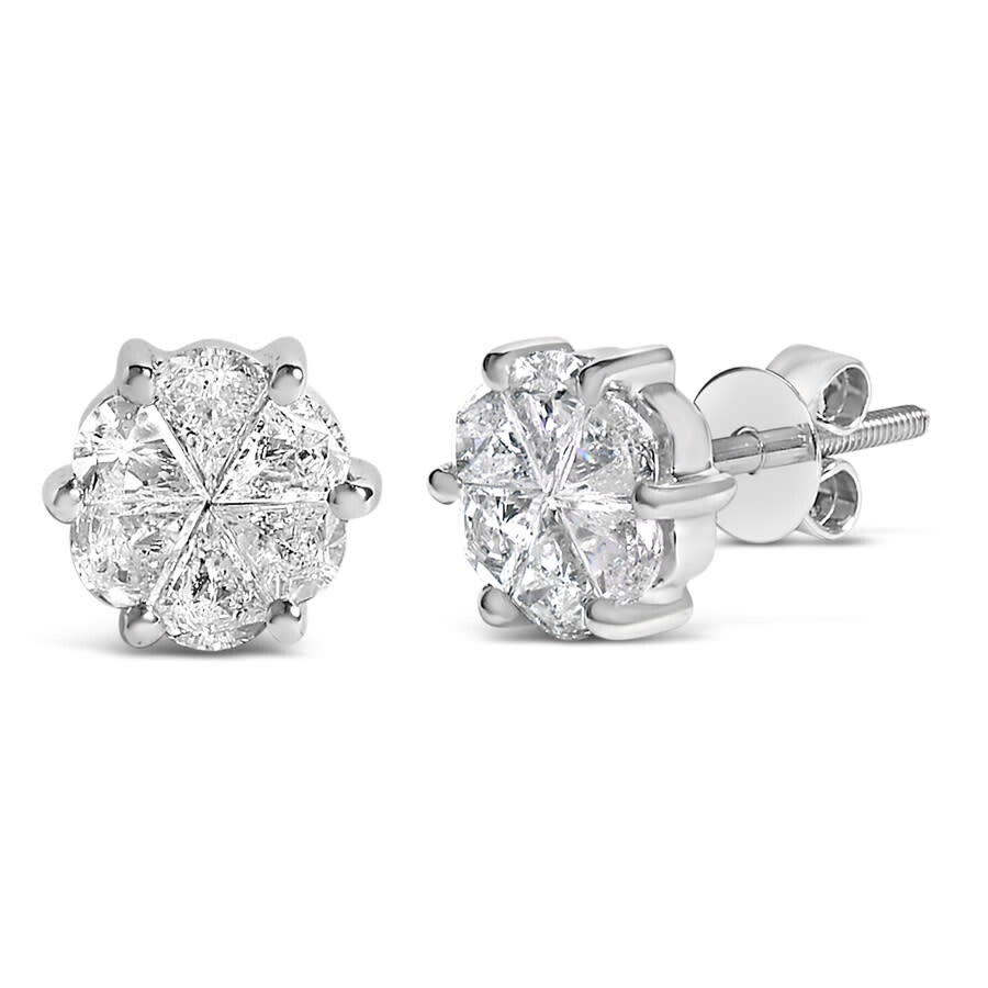 Haus Of Brilliance 14k White Gold 1.00 Cttw Pie Cut Diamond Solitaire Style Stud Earring (h-i Color In White