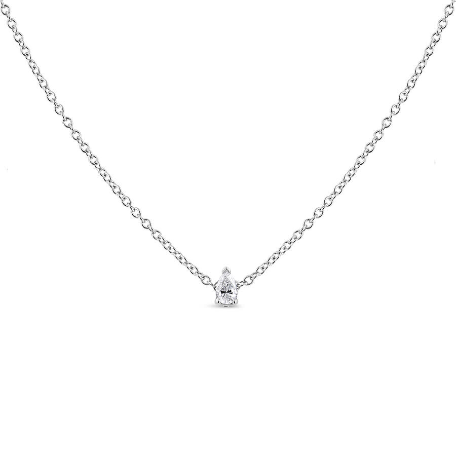 Haus Of Brilliance 14k White Gold 1/10 Cttw Pear Shape Lab Grown Diamond Solitaire Pendant Necklace In White