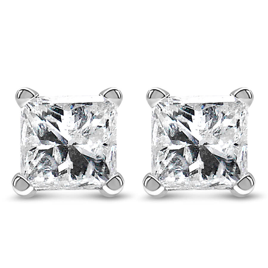 Haus Of Brilliance 14k White Gold 1/10 Cttw Princess-cut Diamond Solitaire Stud Earrings (h-i Color In Metallic