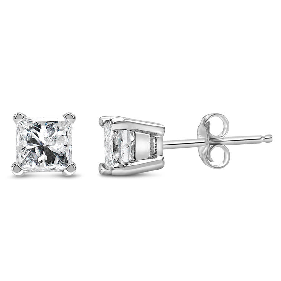 Haus Of Brilliance 14k White Gold 1/10 Cttw Princess-cut Diamond Solitaire Stud Earrings (h-i Color In Metallic
