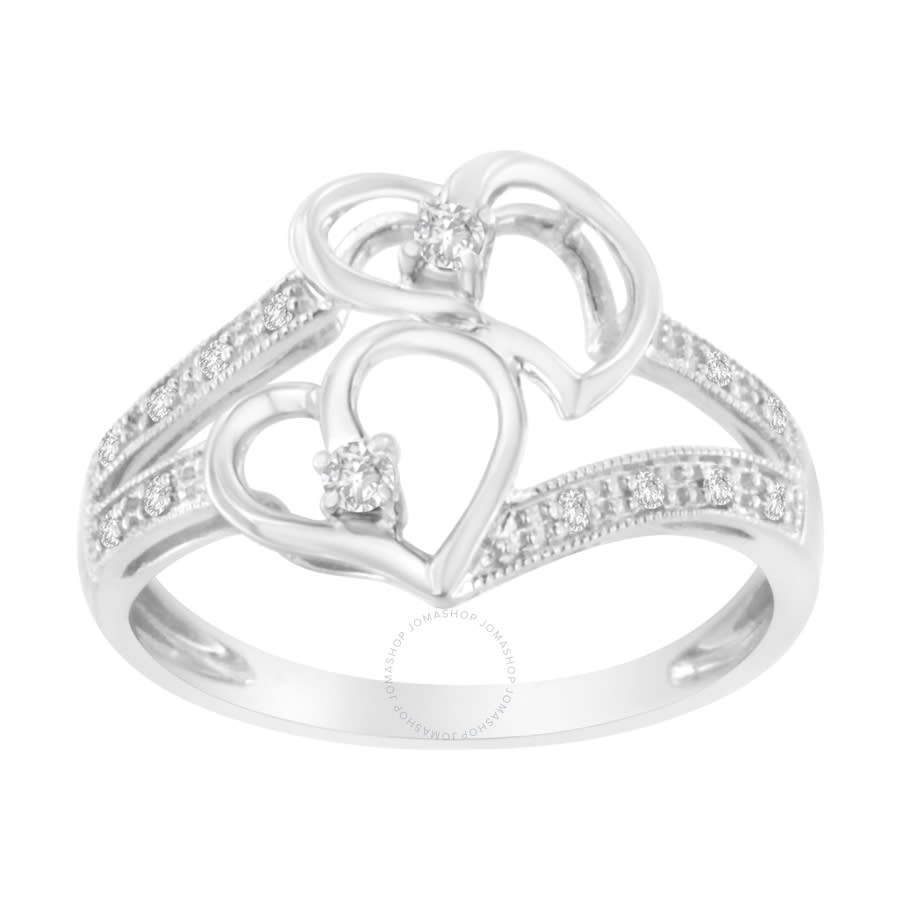 Haus Of Brilliance 14k White Gold 1/10 Ctw Diamond Twin Heart Ring In White