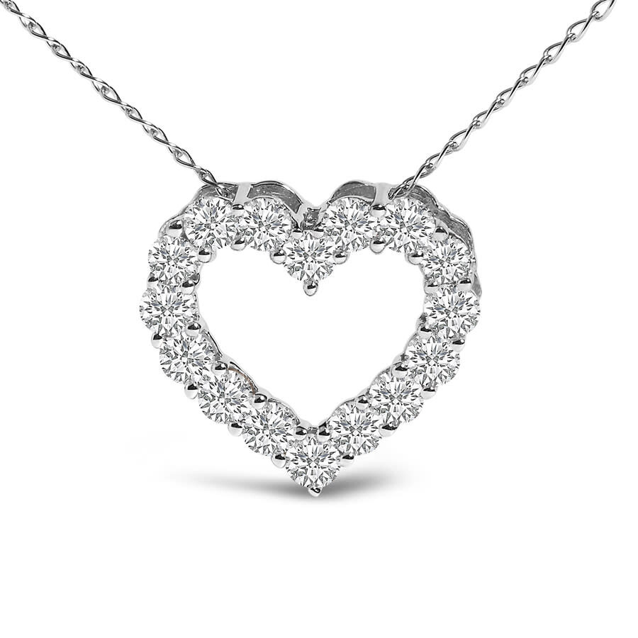 Haus Of Brilliance 14k White Gold 1/2 Carat Lab Grown Diamond Heart Shape Pendant Necklace In Metallic