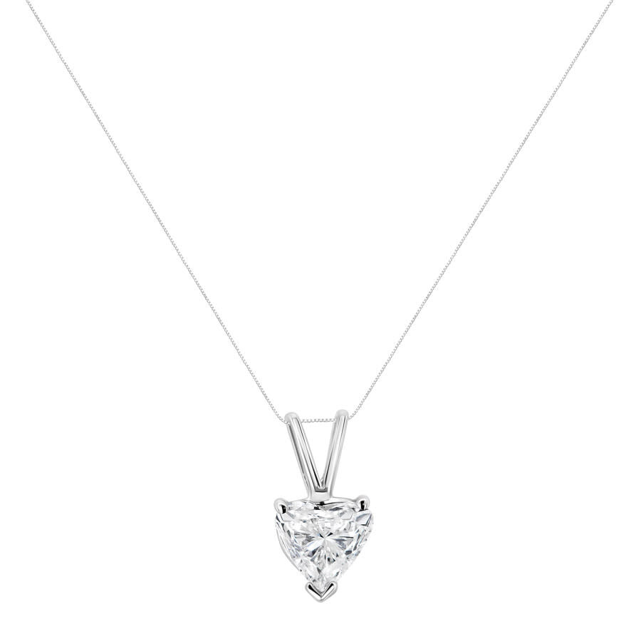 Haus Of Brilliance 14k White Gold 1/2 Cttw 3-prong Set Heart Shaped Solitaire Lab Grown Diamond 18" In White