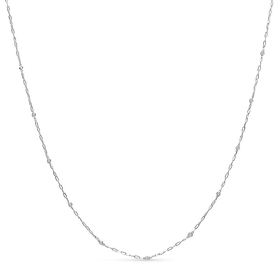 Haus Of Brilliance 14k White Gold 1/2 Cttw Diamond Bezel Station Paperclip Chain Necklace (h-i Color In White