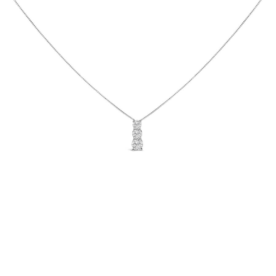Haus Of Brilliance 14k White Gold 1/2 Cttw Lab Grown Diamond Three Stone Pendant Necklace In Metallic