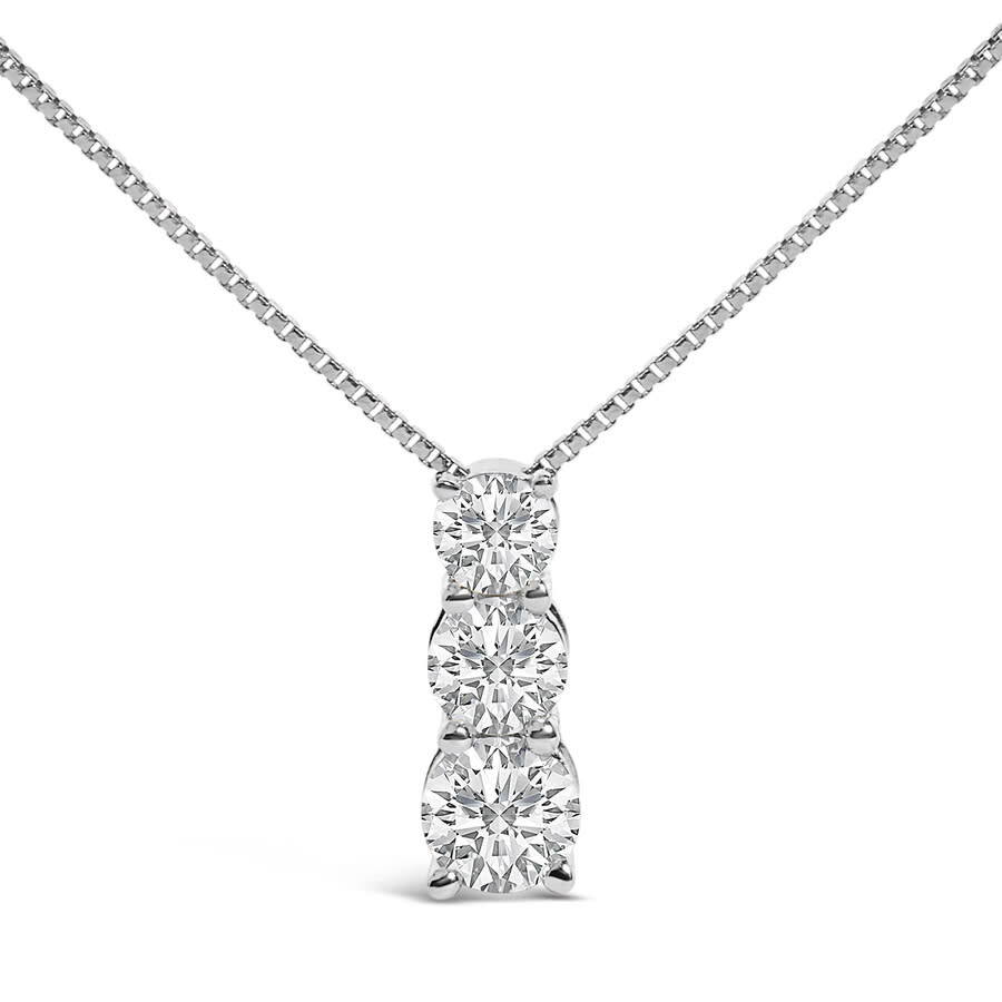 Haus Of Brilliance 14k White Gold 1/2 Cttw Lab Grown Diamond Three Stone Pendant Necklace In Metallic