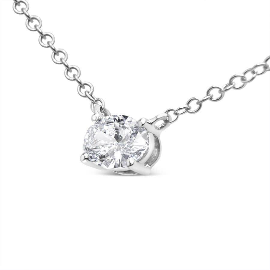 Haus Of Brilliance 14k White Gold 1/2 Cttw Lab Grown Oval Shape Solitaire Diamond East West 18" Neck In White