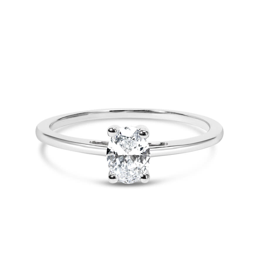 HAUS OF BRILLIANCE HAUS OF BRILLIANCE 14K WHITE GOLD 1/2 CTTW OVAL LAB GROWN DIAMOND 4 PRONG SOLITAIRE ENGAGEMENT RING