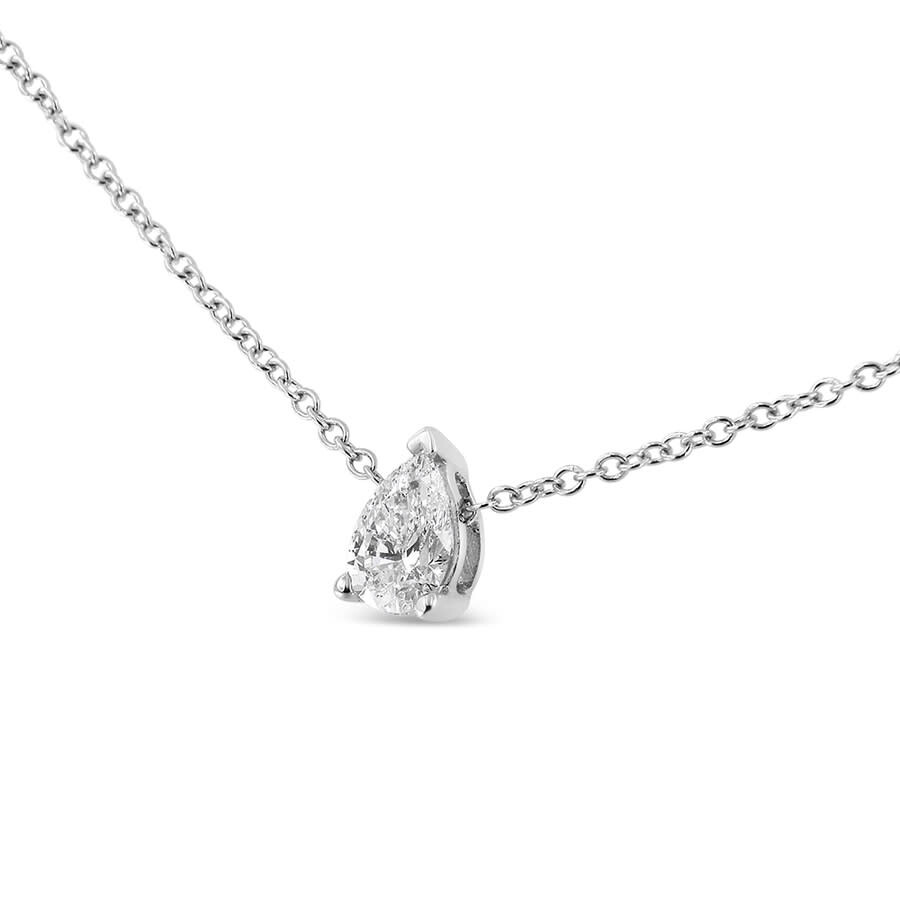 Haus Of Brilliance 14k White Gold Pear Shape Lab Grown Diamond Solitaire Pendant Necklace In White