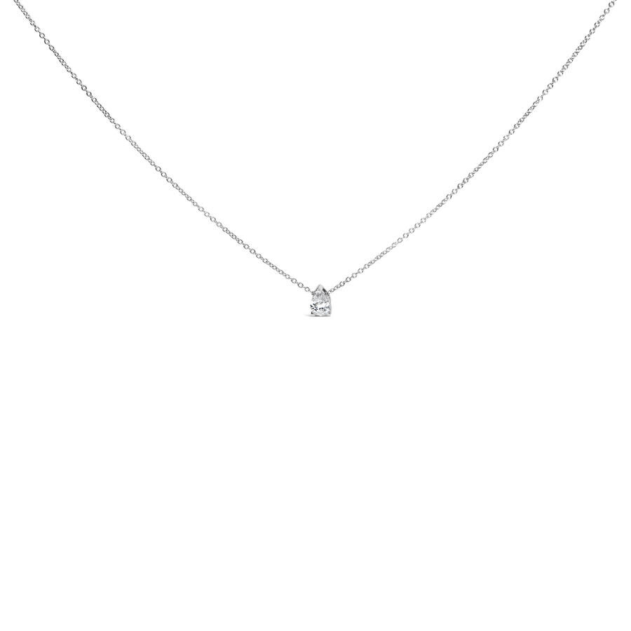 Haus Of Brilliance 14k White Gold 1/2 Cttw Pear Shape Lab-grown Diamond 3-prong Solitaire 18 Inch (f In White