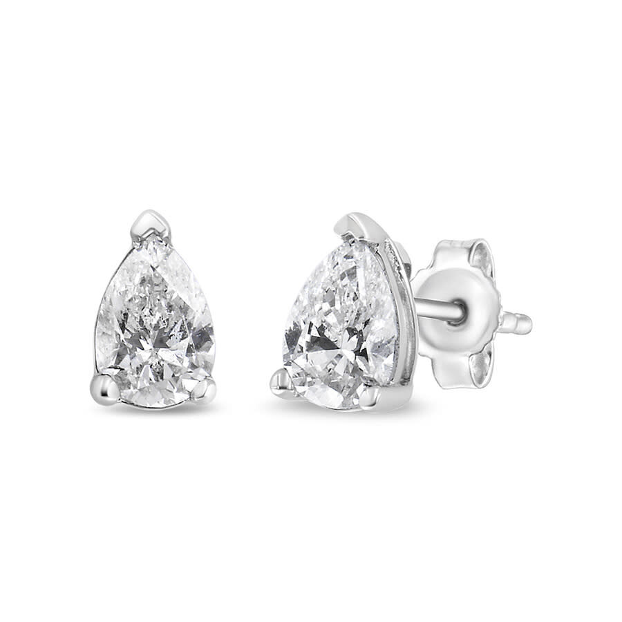 Haus Of Brilliance 14k White Gold 1/2 Cttw Pear Shape Solitaire Lab Grown Diamond Stud Earrings (f-g In White
