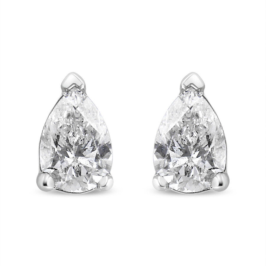 Haus Of Brilliance 14k White Gold 1/2 Cttw Pear Shape Solitaire Lab Grown Diamond Stud Earrings (f-g In White