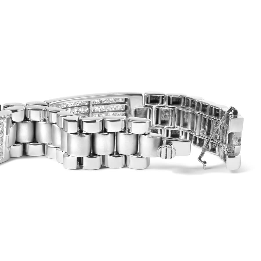 Haus Of Brilliance 14k White Gold 12.0 Cttw Men's Invisible Set Princess Diamond Tennis Bracelet In White