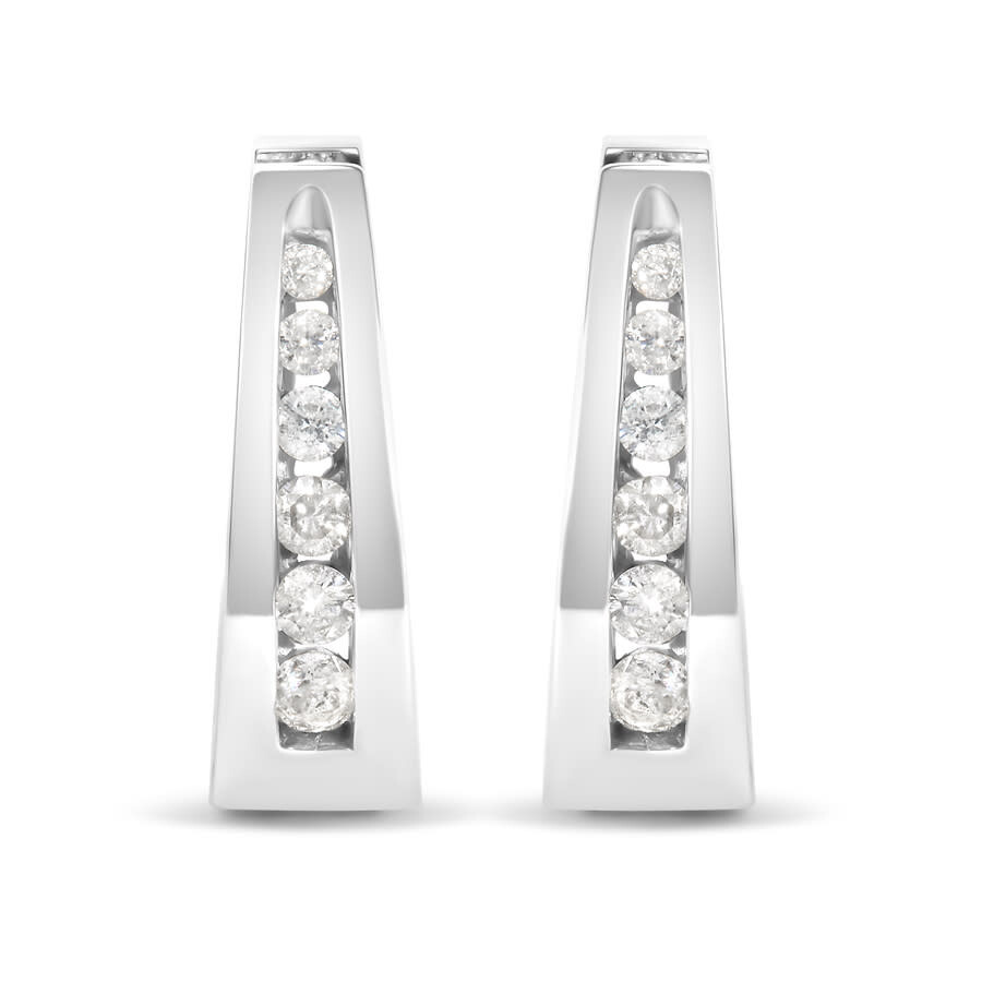 Haus Of Brilliance 14k White Gold 1/4 Cttw Channel-set Brilliant Round-cut Diamond Hoop Earrings (h- In White