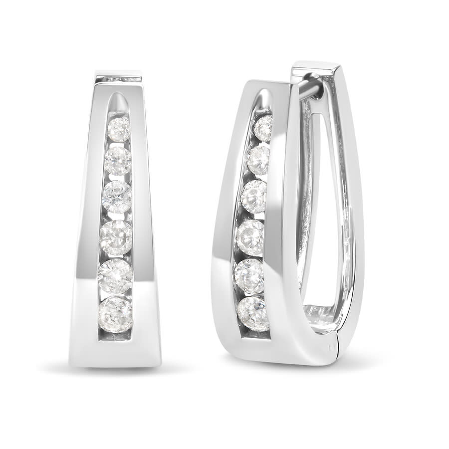 Haus Of Brilliance 14k White Gold 1/4 Cttw Channel-set Brilliant Round-cut Diamond Hoop Earrings (h- In White