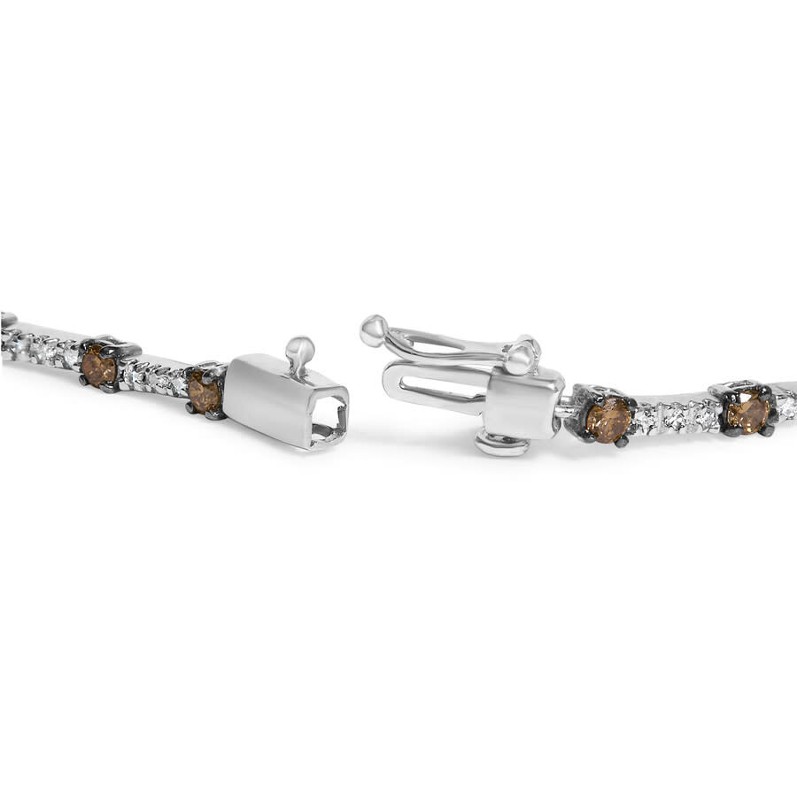 Haus Of Brilliance 14k White Gold 2 1/4 Cttw Champagne Diamond Bar Link 7" Bracelet (champagne Color