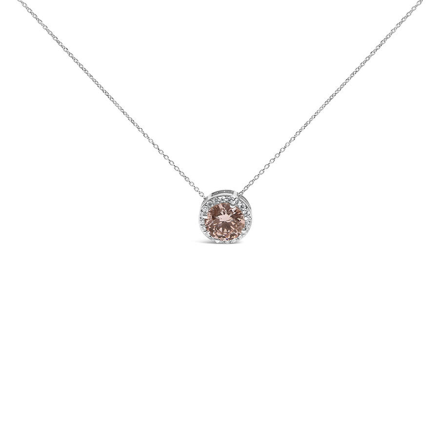 Haus Of Brilliance 14k White Gold 2 3/8 Cttw Lab Grown Pink Diamond Solitaire With Halo Pendant Neck In White