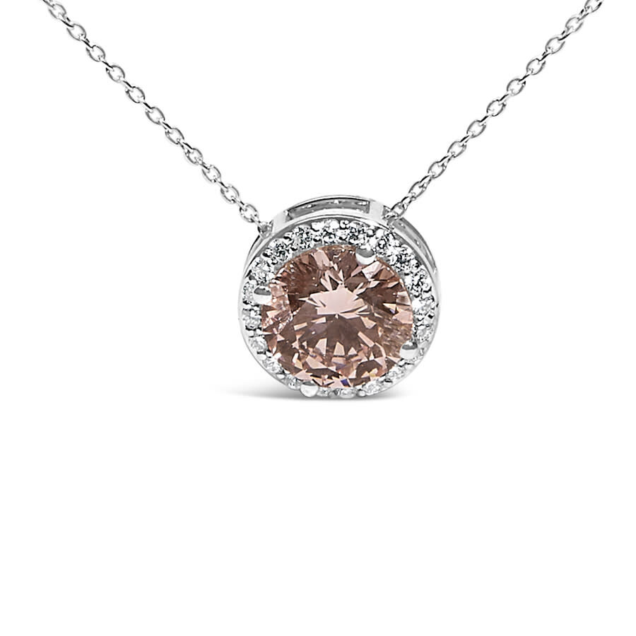 Haus Of Brilliance 14k White Gold 2 3/8 Cttw Lab Grown Pink Diamond Solitaire With Halo Pendant Neck In White