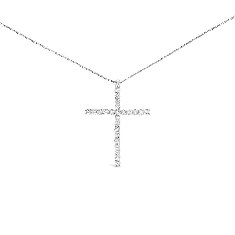 Haus Of Brilliance 14k White Gold 2.0 Cttw Lab Grown Diamond Cross 18" Inch Pendant Necklace (f-g In White