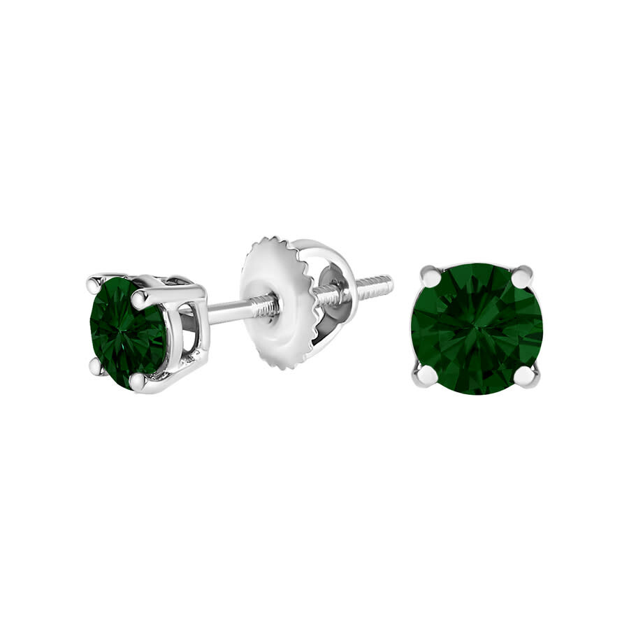 Haus Of Brilliance 14k White Gold 2.0 Cttw Lab Grown Green Diamond Classic Solitaire Stud Earrings In White