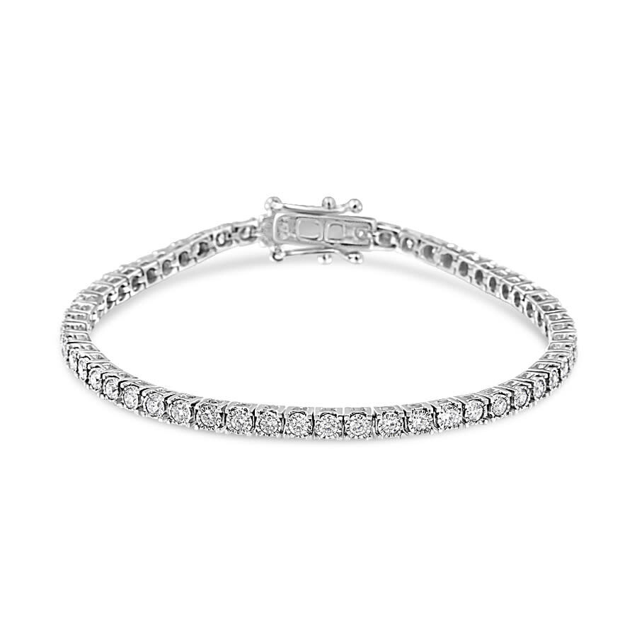 Haus Of Brilliance 14k White Gold 2.0 Cttw Miracle Set Round-cut Lab Grown Diamond Illusion 7" Tenni In White