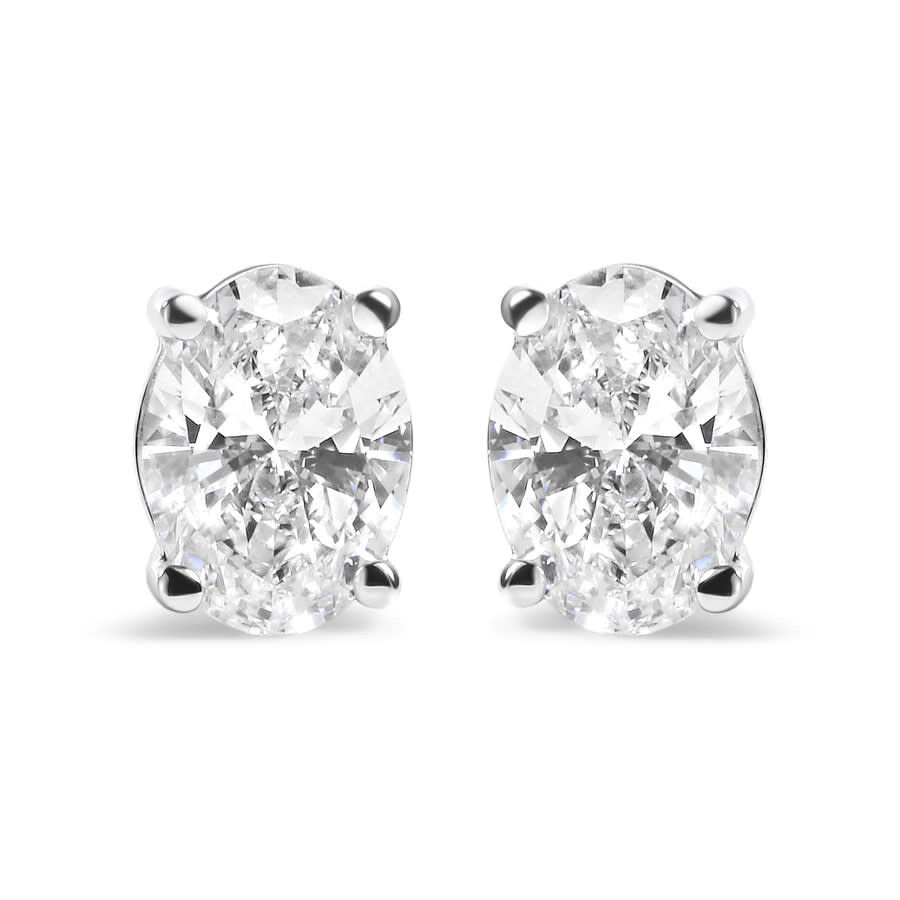 Haus Of Brilliance 14k White Gold 2.0 Cttw Prong Set Lab-grown Oval Diamond Solitaire Stud Earring ( In White/gold Tone