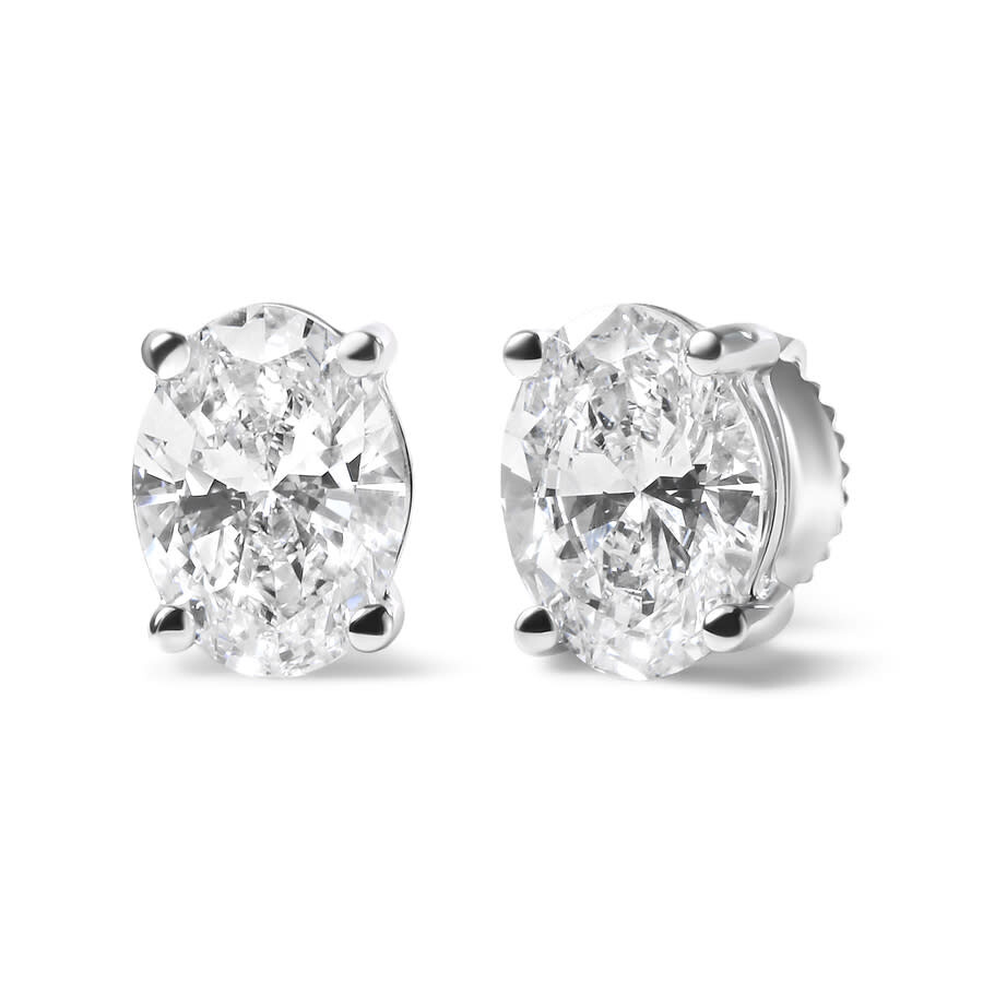 Haus Of Brilliance 14k White Gold 2.0 Cttw Prong Set Lab-grown Oval Diamond Solitaire Stud Earring ( In White/gold Tone
