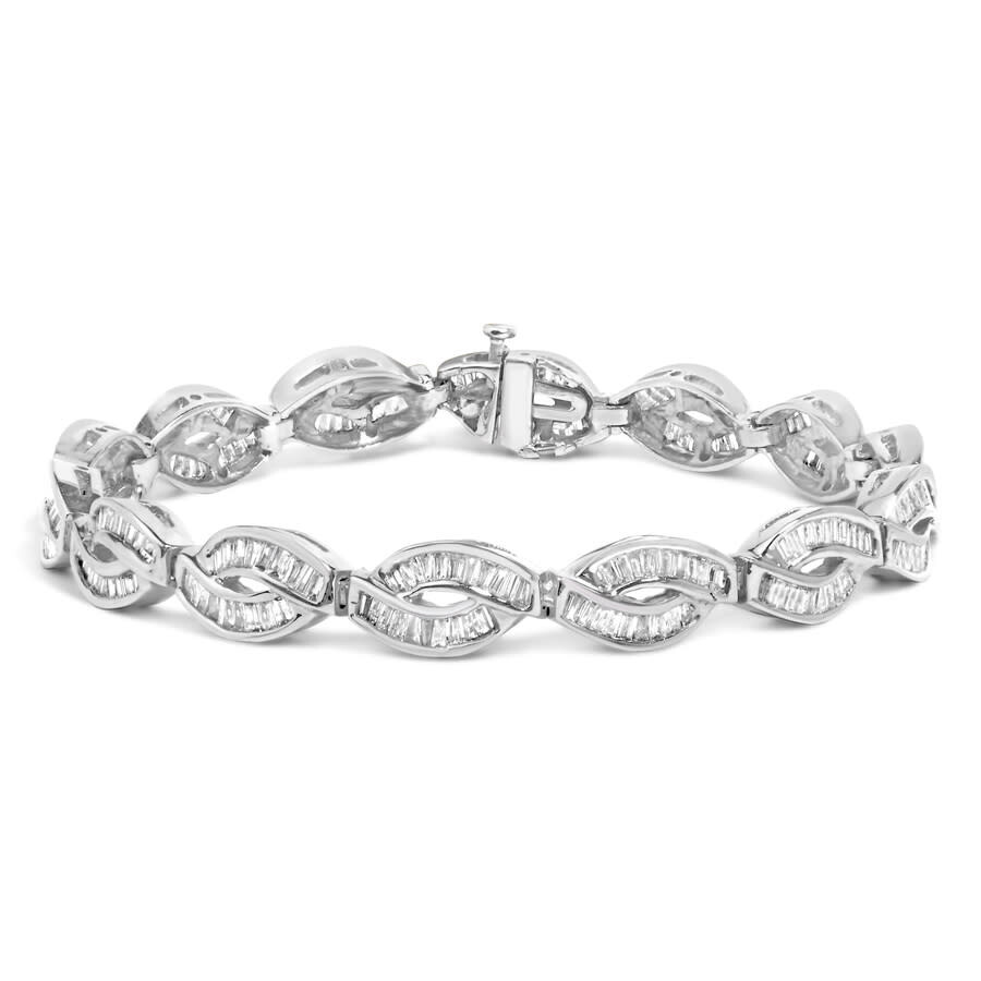 Haus Of Brilliance 14k White Gold 2.00 Cttw Channel Set Baguette Diamond Vintage Style Link Bracelet In Metallic