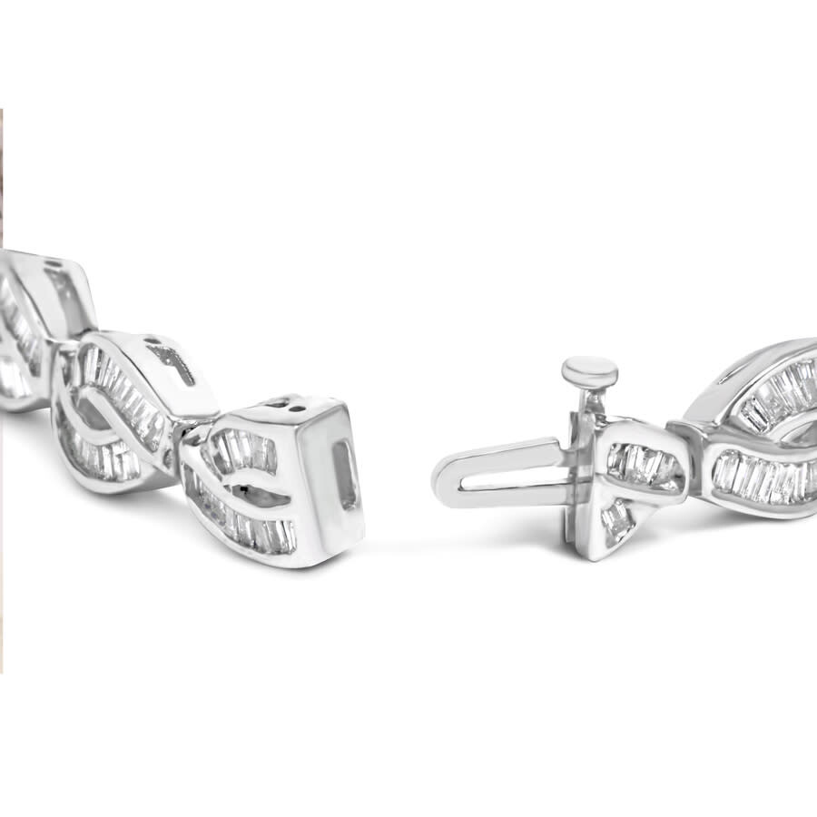 Haus Of Brilliance 14k White Gold 2.00 Cttw Channel Set Baguette Diamond Vintage Style Link Bracelet In Metallic