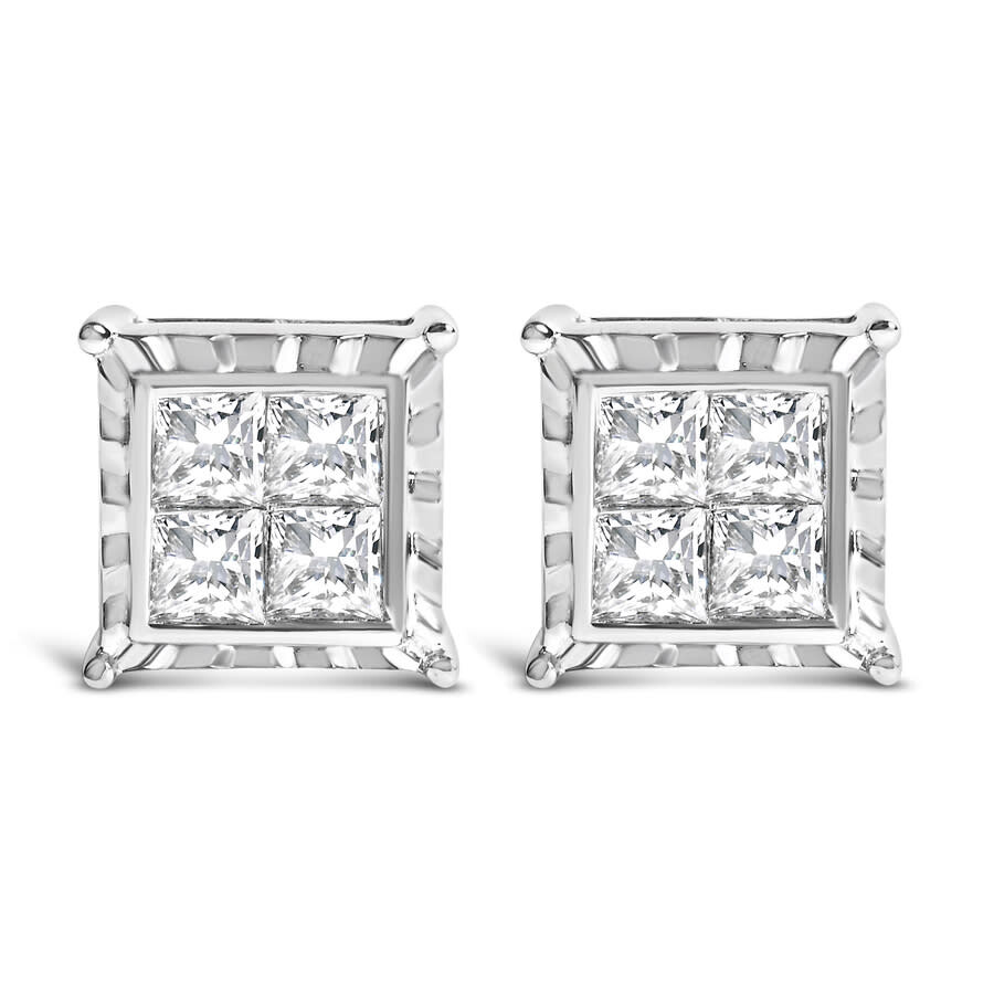 Haus Of Brilliance 14k White Gold 2.00 Cttw Invisible Set Princess-cut Lab Grown Diamond Wavy Quad S In White