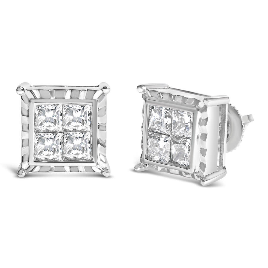 Haus Of Brilliance 14k White Gold 2.00 Cttw Invisible Set Princess-cut Lab Grown Diamond Wavy Quad S In White