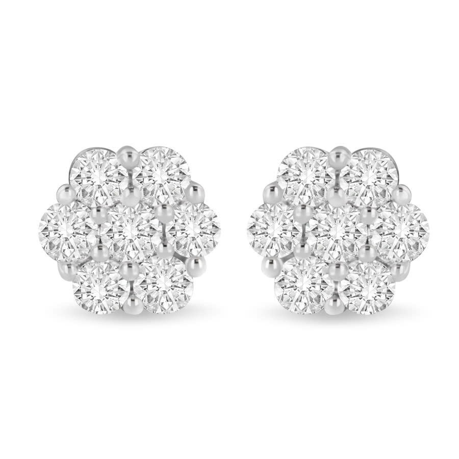 Haus Of Brilliance 14k White Gold 3 Cttw Prong Set Round-cut Diamond Floral Cluster Stud Earring (i- In White