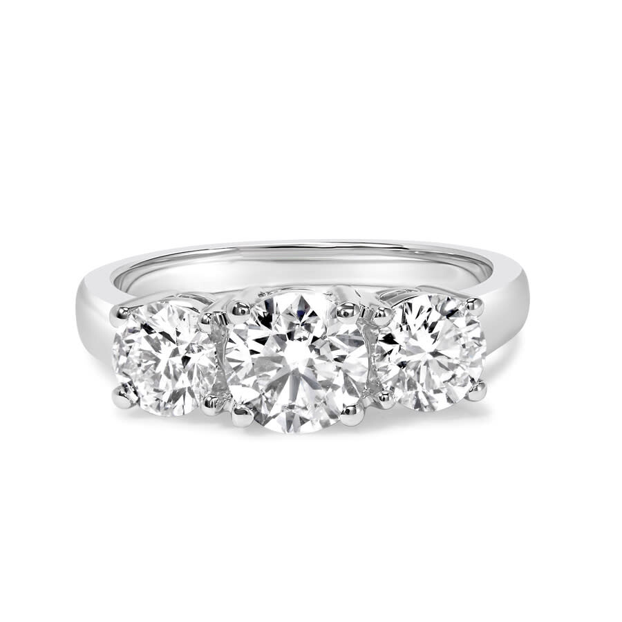 Haus Of Brilliance 14k White Gold 3.0 Cttw Lab Grown Diamond 3 Stone Band Ring In White
