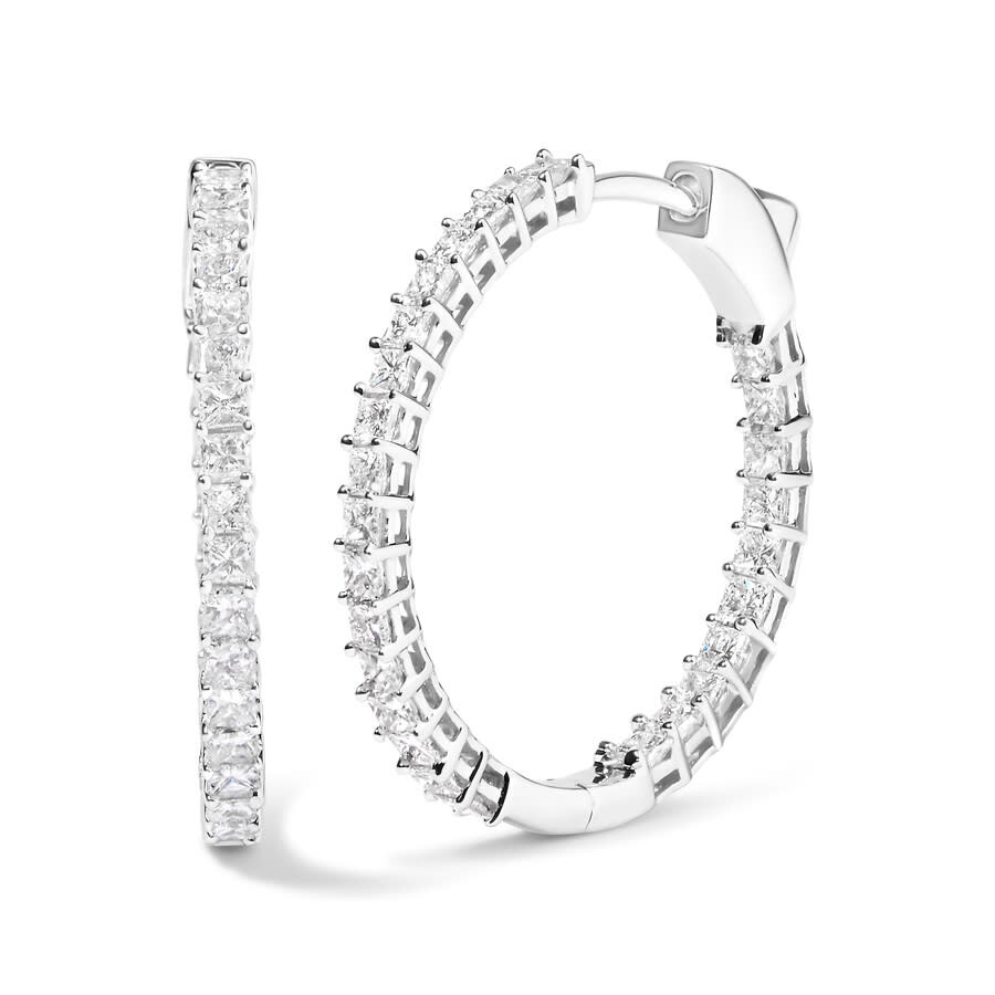 Haus Of Brilliance 14k White Gold 3.0 Cttw Princess Cut Diamond Inside Out Hoop Earrings (g-h In White