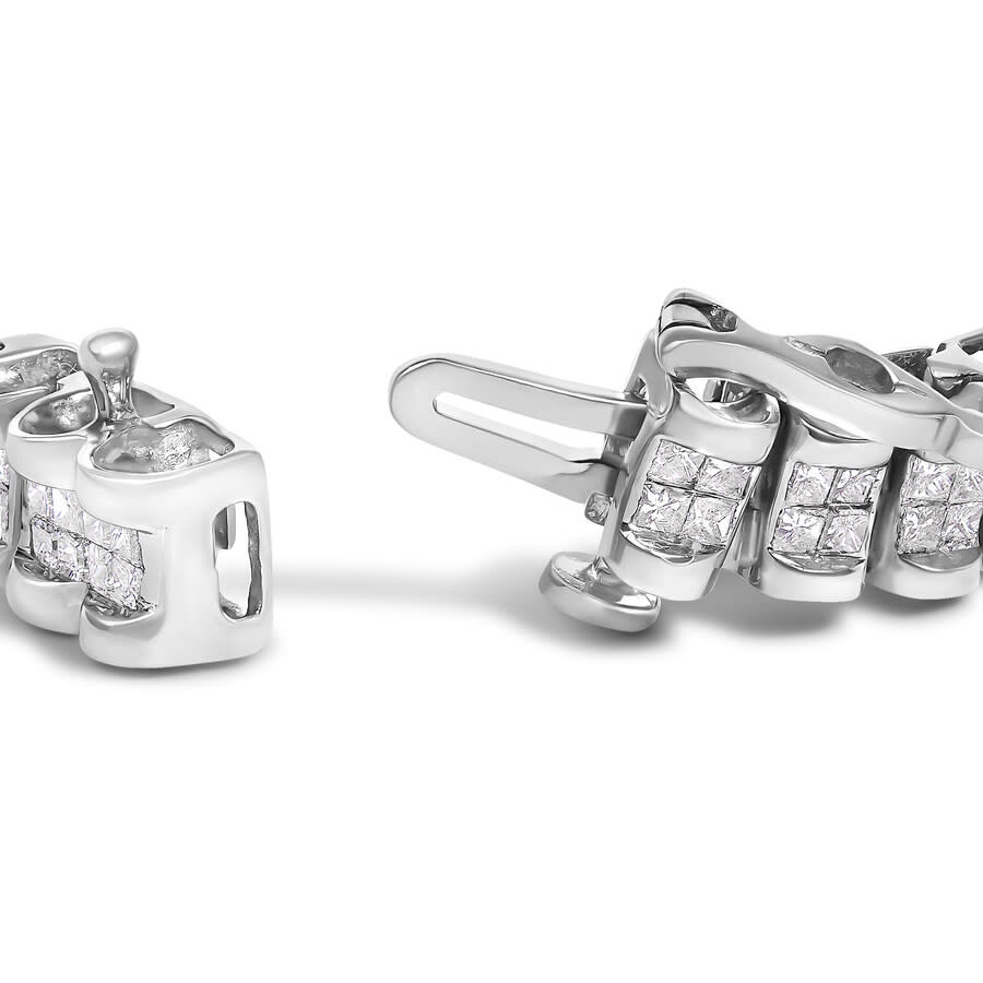 Haus Of Brilliance 14k Gold 3.0 Cttw Princess Cut Quad Invisible Set Tennis Bracelet In Silver