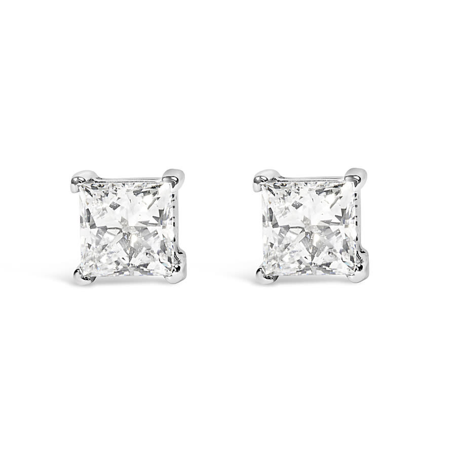 Haus Of Brilliance 14k White Gold 3/4 Cttw Princess Cut Lab Grown Diamond Solitaire Stud Earrings (f In White