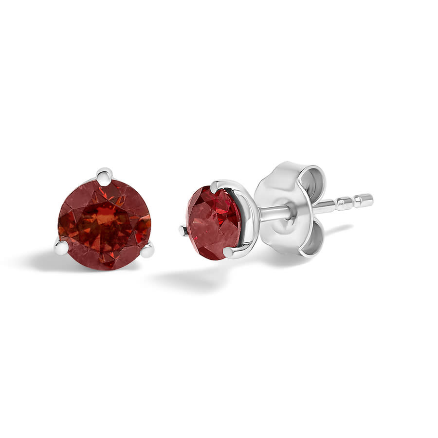 Haus Of Brilliance 14k White Gold 3/4 Cttw Red Lab-grown Diamond Classic 3-prong Martini Set Solitaire Stud Earrings In Burgundy