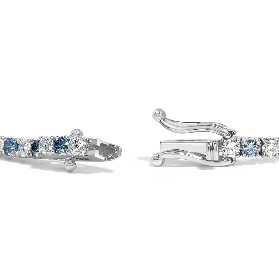 Haus Of Brilliance 14k White Gold 4.0 Cttw Alternating White And Blue Lab Grown Diamond Tennis Bracelet In White