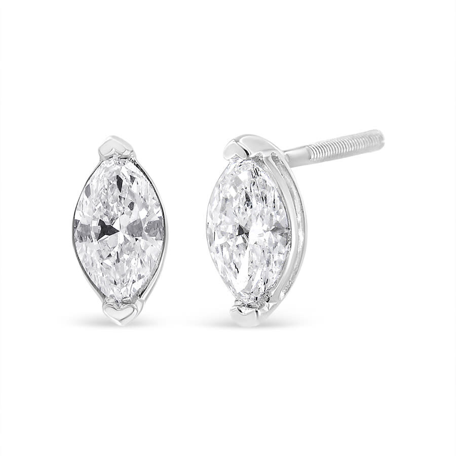 Haus Of Brilliance 14k White Gold 4/5 Cttw Marquise Lab Grown Diamond Solitaire Stud Earrings In White