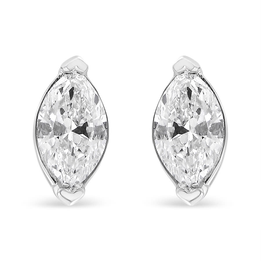Haus Of Brilliance 14k White Gold 4/5 Cttw Marquise Lab Grown Diamond Solitaire Stud Earrings In White