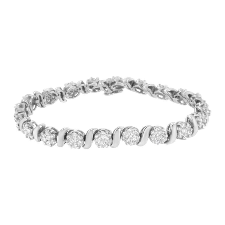 Haus Of Brilliance 14k White Gold 5 1/4 Cttw Diamond S-link Floral Cluster Tennis Bracelet In White